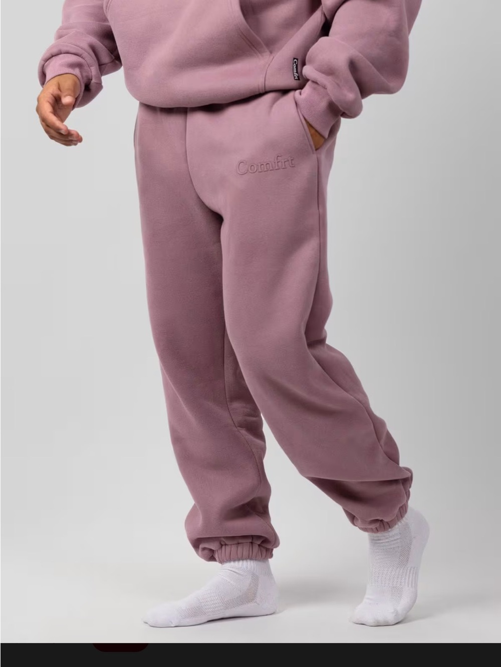 Comfort Embroidered Men's Jogger Sweatpants — Dusty Mauve